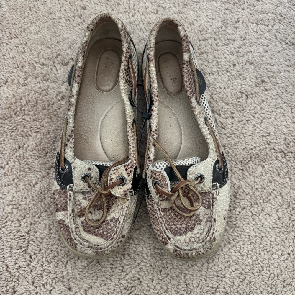 Women's Sperry Brown Snakeskin Boat Shoe